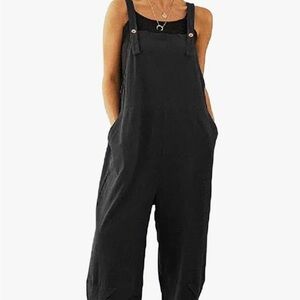 Black Overalls with Button Straps